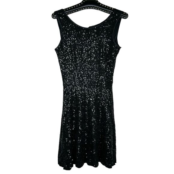 Maria Bianca Nero Black Stretch Sequin Circle Mini Dress Small NWT - Picture 9 of 10